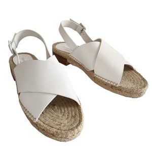 PALOMA BARCELO concha white crossover jute sandals new